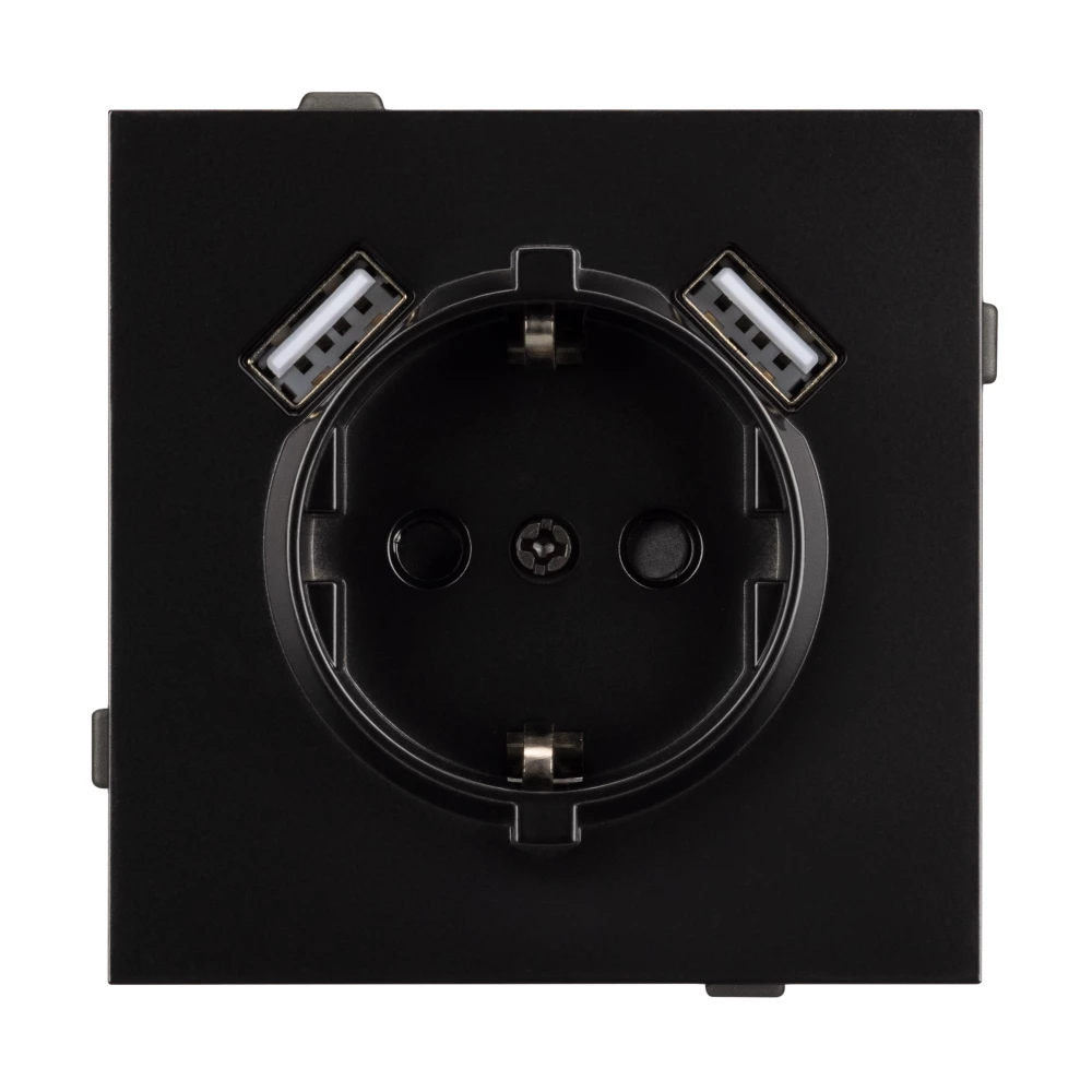 Механизм розетки с USB зарядкой SCT-TENDO-MUAA-PL-BK (230V, 16A) (Arlight, Черный) 054083 - Viokon.com