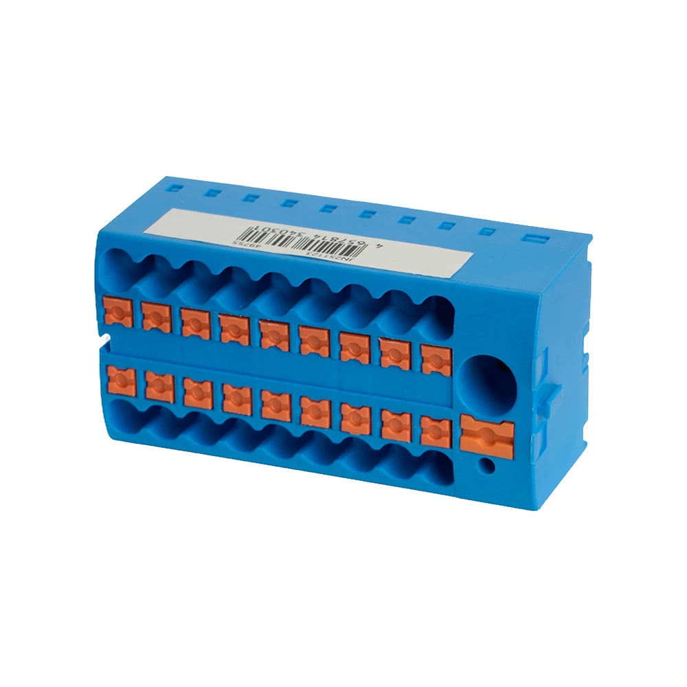 Зажим блочный (групп) для распред.тока нагрузки push-in на 18 точек, сеч 2,5 мм2,690V,41А, 1точка интегр. питание, синий LD580 PTFIX 6-18/25 (49755) - Viokon.com