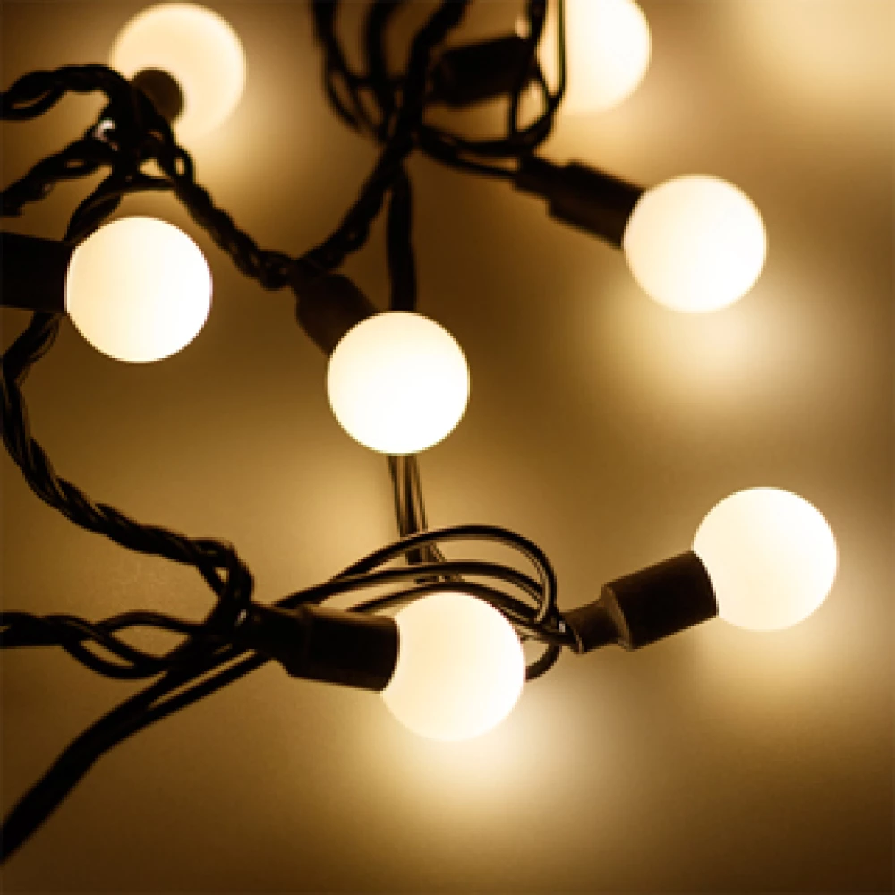 Светодиодная гирлянда ARD-BALL-CLASSIC-D23-10000-BLACK-80LED WARM (230V, 3.5W) (Ardecoled, IP65) 025617 - Viokon.com