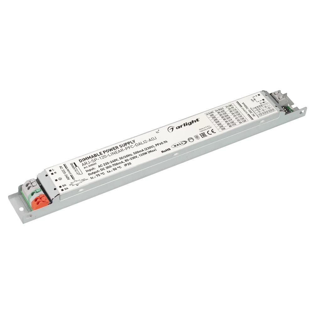 Блок питания ARJ-SP-120-LINEAR-PFC-DALI2-ADJ (120W, 80-330V, 0.3-0.7A) (Arlight, IP20 Металл, 5 лет) 035537 - Viokon.com