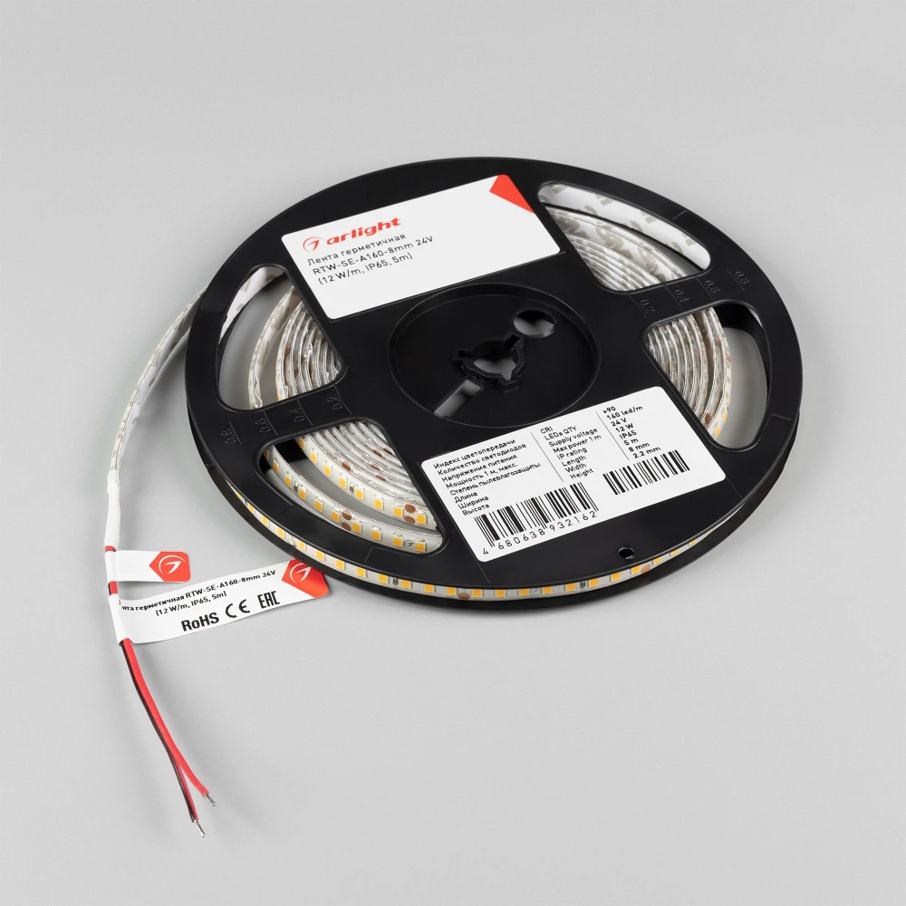 Лента герметичная RTW-SE-A160-8mm 24V Warm2700 (12 W/m, IP65, 5m) (Arlight, 12 Вт/м, IP65) 057506 - Viokon.com