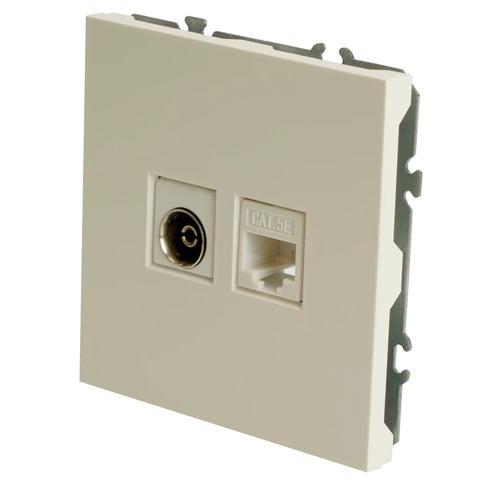 Розетка TV + компьютерная RJ-45 (механизм), STEKKER, серия Эмили, RST00-5106-01, белый фарфор, soft touch (49872) - Viokon.com