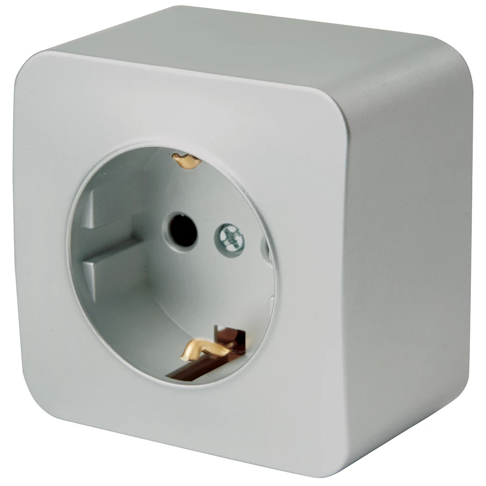 Розетка 1-местная с/з открытой установки, STEKKER, 250В, 16А, IP20, серия София, серебро, MST16-11-03 (49326) - Viokon.com