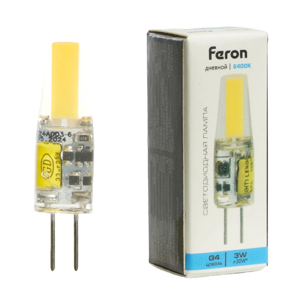 Лампа светодиодная Feron LB-424 G4 3W 12V 6400K (51172) - Viokon.com