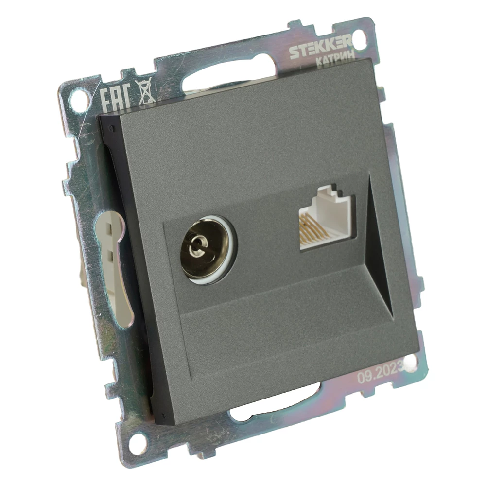 Розетка TV + компьютерная RJ-45 (механизм), серия Катрин, графит, GLS00-7106-06 (49417) - Viokon.com