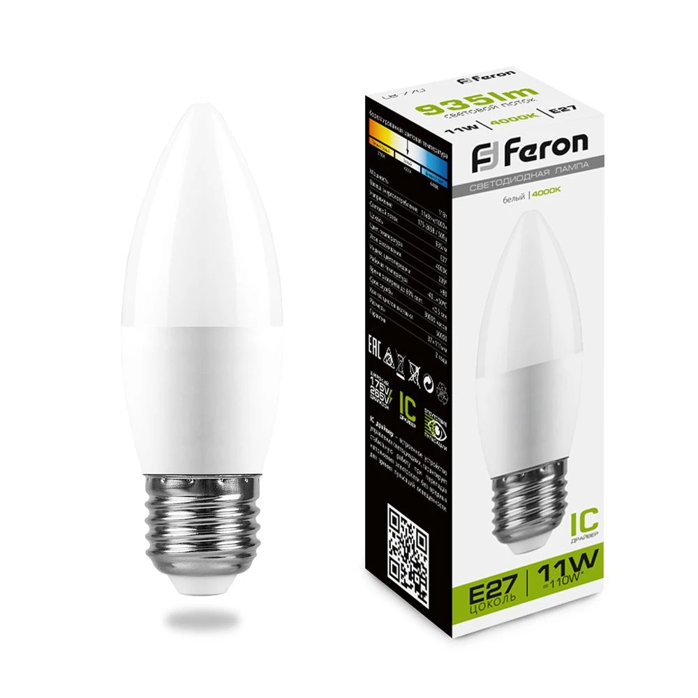 Лампа светодиодная Feron LB-770 Свеча E27 11W 175-265V 4000K (25944) - Viokon.com
