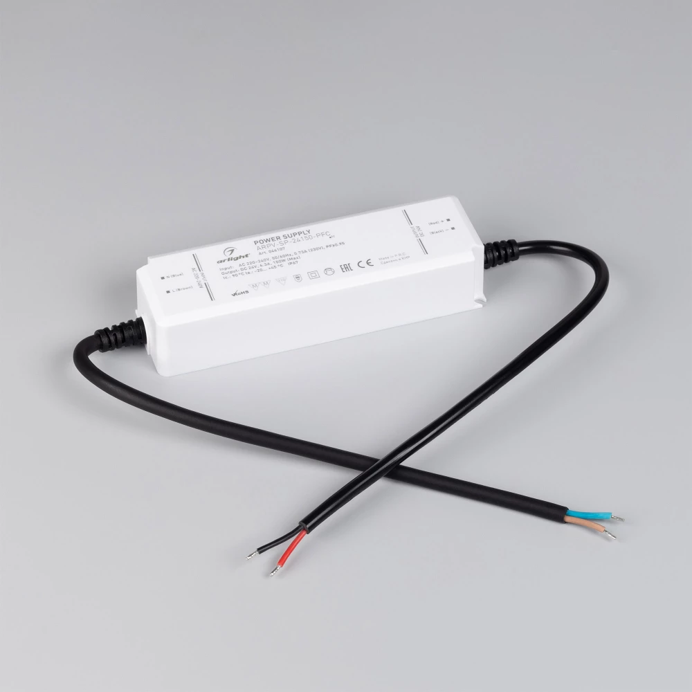 Блок питания ARPV-SP-24150-PFC (24V, 6.3A, 150W) (Arlight, IP67 Пластик, 5 лет) 046107 - Viokon.com