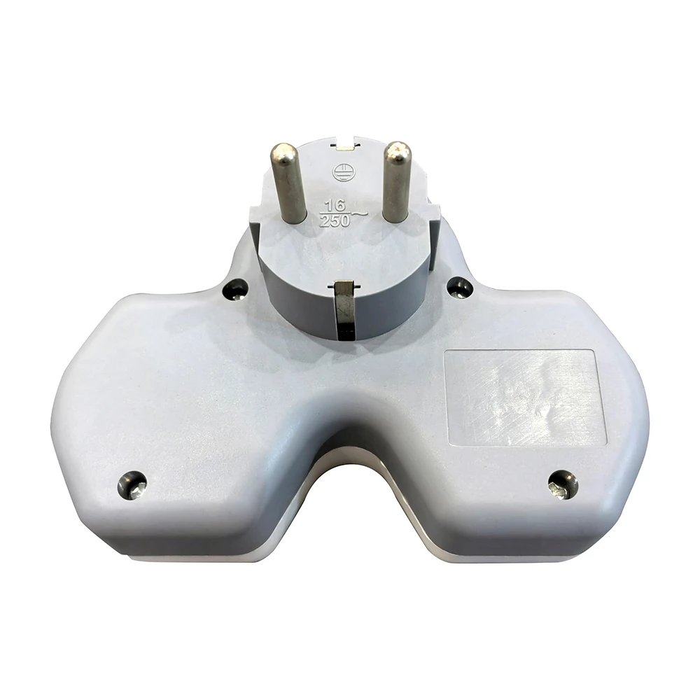 Разветвитель сетевой 2-местный с/з STEKKER ADP16-15-20, 250V, 16A и USB+Type C на 2.4А, белый/серый (50071) - Viokon.com