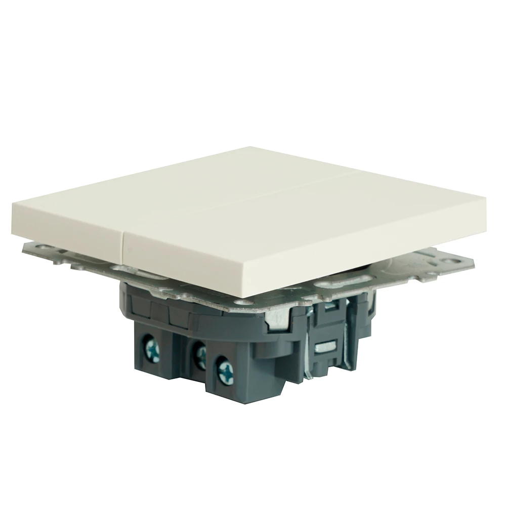 Выключатель 2-клавишный (механизм), STEKKER, 250В, 10А, серия Эмили,RSW10-5104-01, белый фарфор, soft touch (49866) - Viokon.com