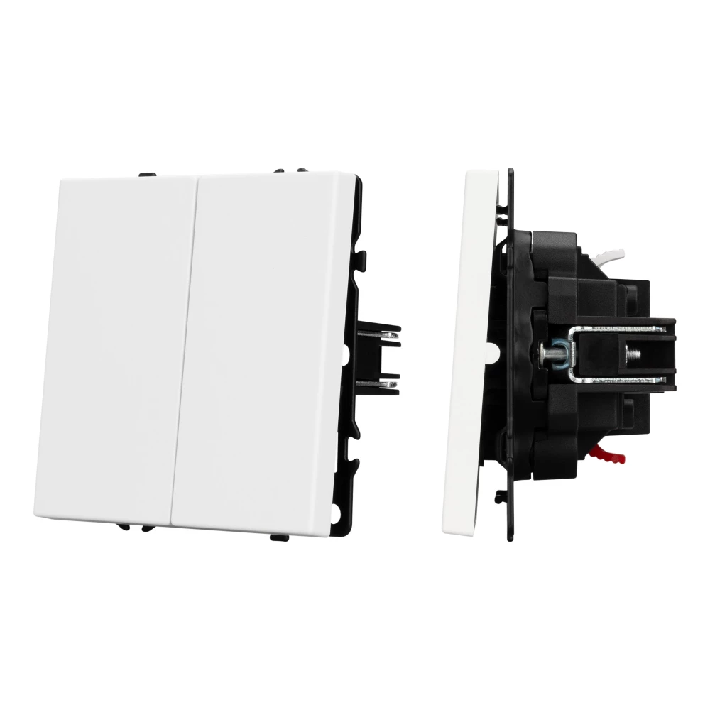 Механизм выключателя двухклавишный проходной SWT-NOBE-MKP2-SFPL-WH (230V, 10A) (Arlight, Белый кварц) 054242 - Viokon.com