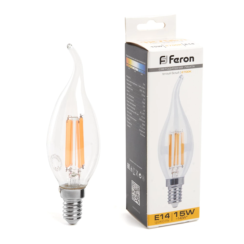 Лампа светодиодная Feron LB-718 Свеча на ветру E14 15W 230V 2700K (38261) - Viokon.com