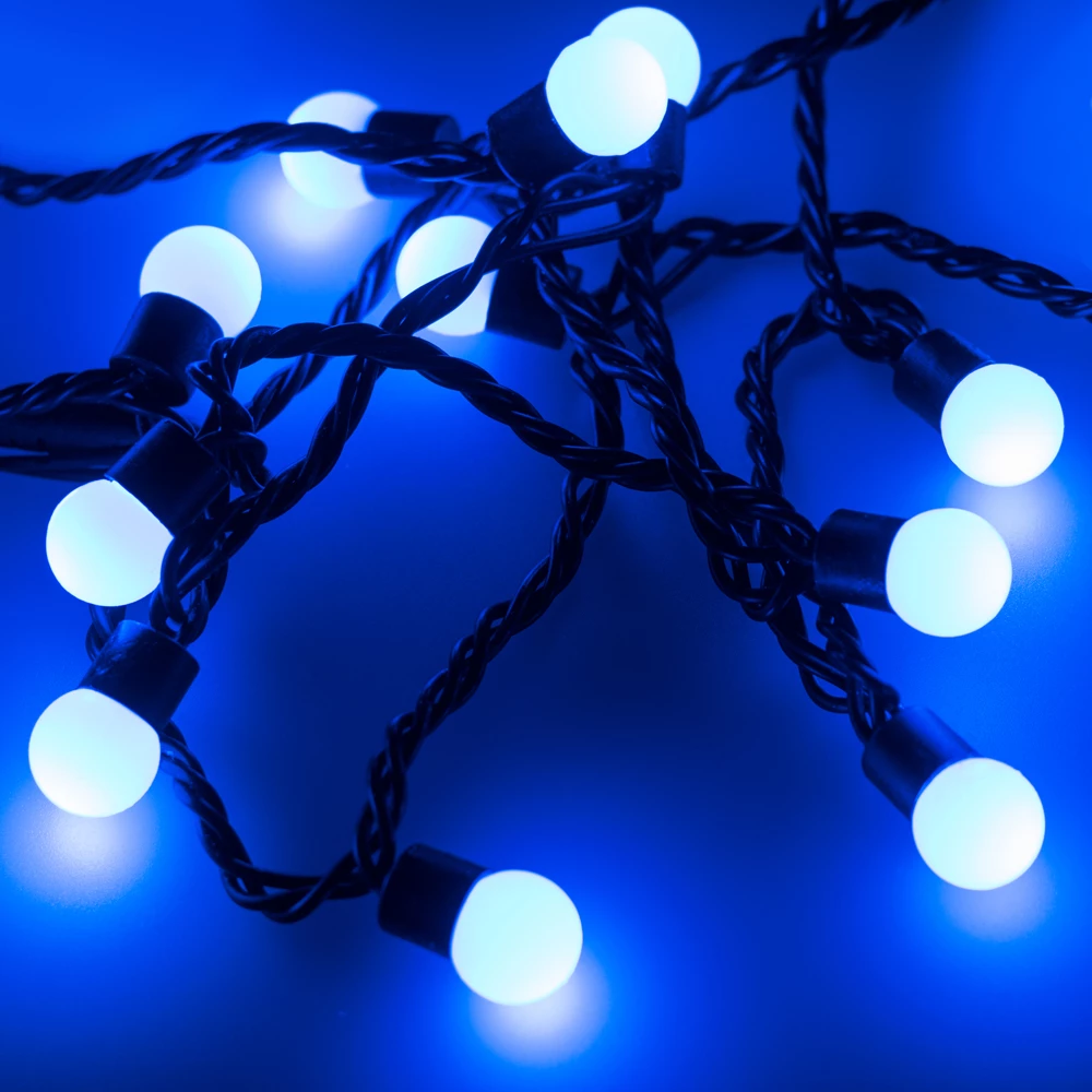 Светодиодная гирлянда ARD-BALL-CLASSIC-D17.5-10000-BLACK-100LED BLUE (230V, 7W) (Ardecoled, IP65) 025582 - Viokon.com