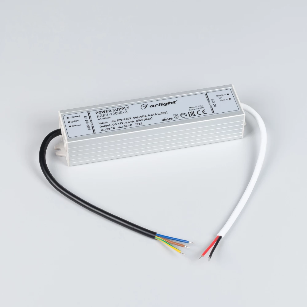 Блок питания ARPV-12080-B (12V, 6.7A, 80W) (Arlight, IP67 Металл, 3 года) 023189 - Viokon.com