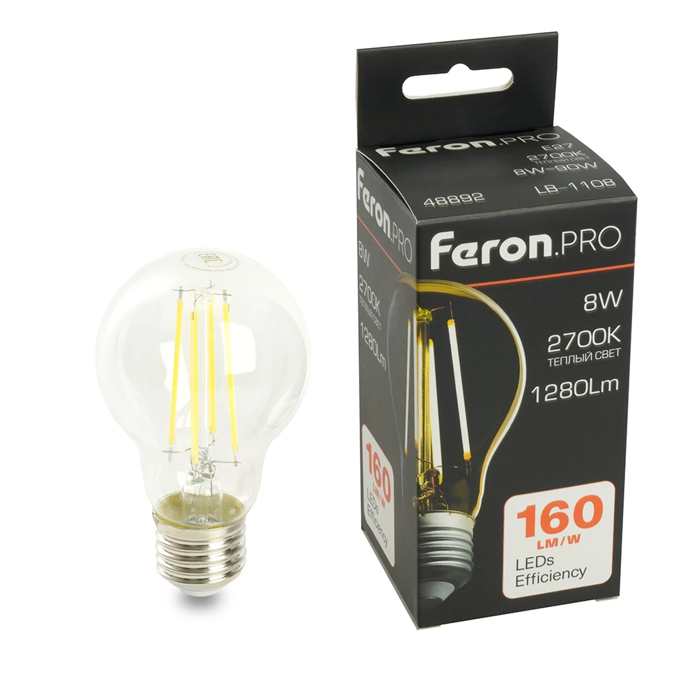 Лампа светодиодная Feron.PRO LB-1108 Шар E27 1280LM 8W 175-265V 2700K (48892) - Viokon.com