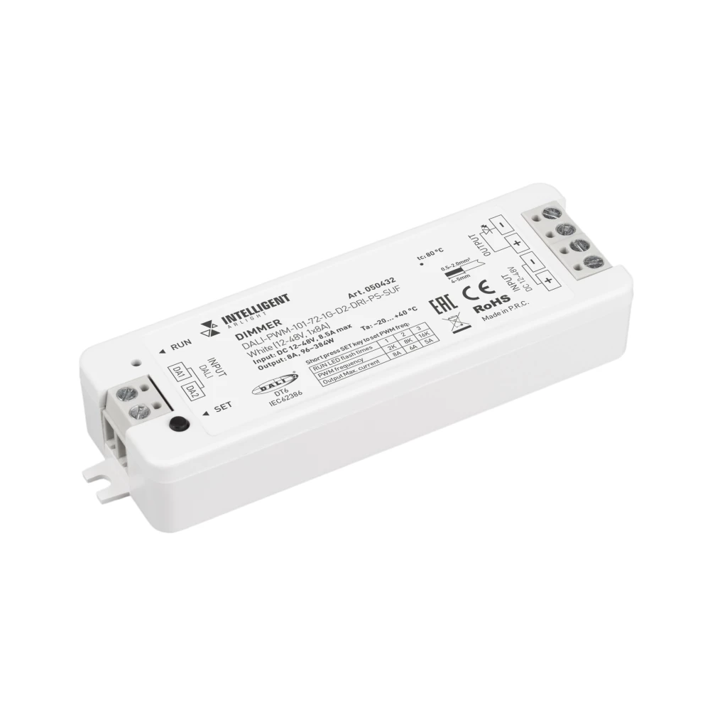 INTELLIGENT ARLIGHT Диммер DALI-PWM-101-72-1G-D2-DRI-PS-SUF White (12-48V, 1x8A) (IARL, IP20 Пластик, 5 лет) 050432 - Viokon.com