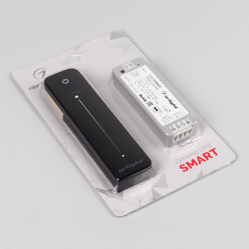 Диммер SMART-DIM-SET-LINE (12-24V, 1x8A, ПДУ 2.4G) (Arlight, IP20 Пластик, 5 лет) 034794 - Viokon.com