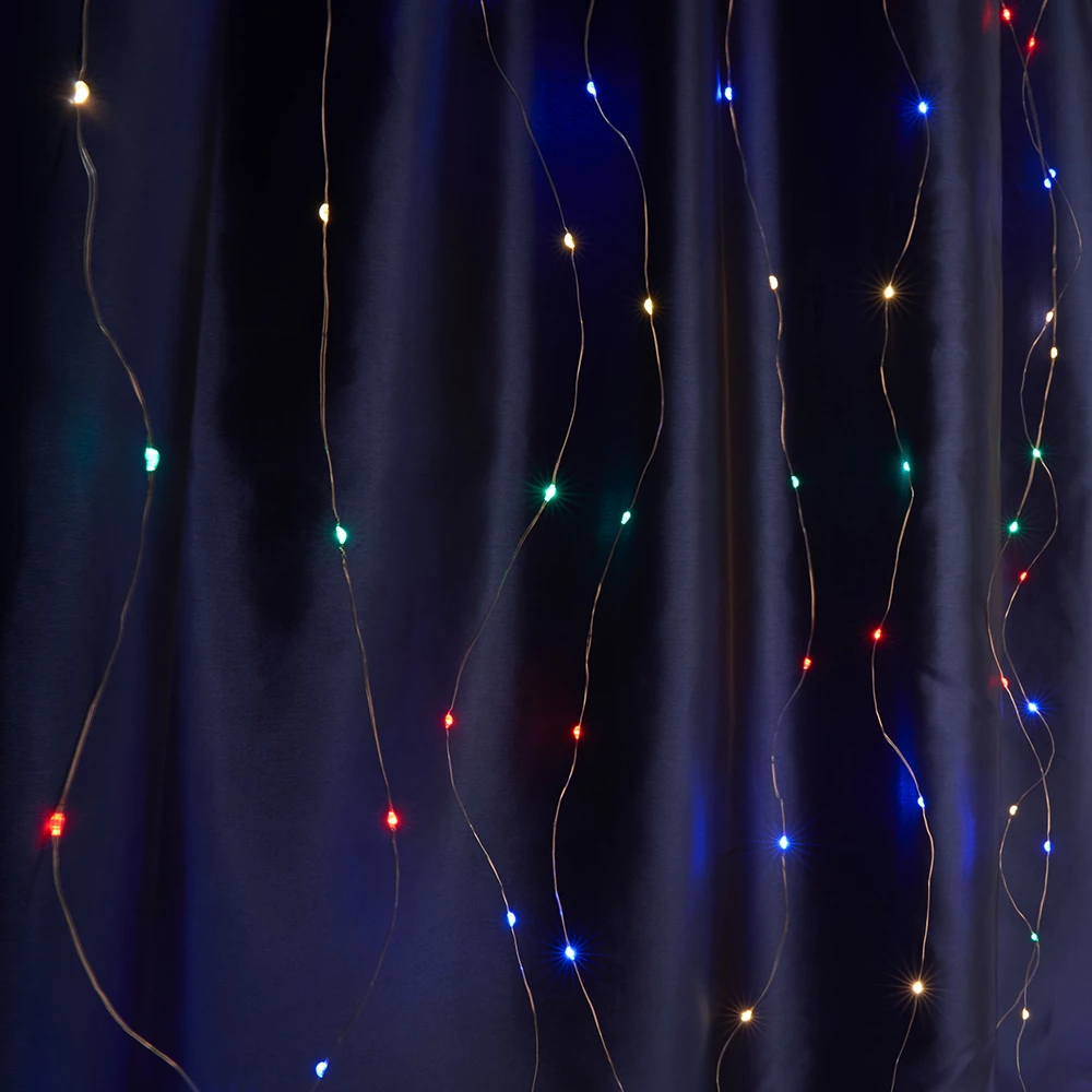 Светодиодная гирлянда Feron CL591 занавес типа Роса 3*3м  + 3м мультиколор USB, прозрачный шнур (41640) - Viokon.com