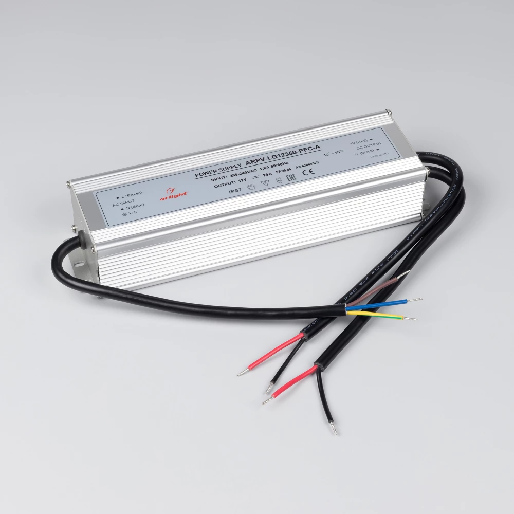 Блок питания ARPV-LG12350-PFC-A (12V, 29.0A, 350W) (Arlight, IP67 Металл, 5 лет) 026463(1) - Viokon.com