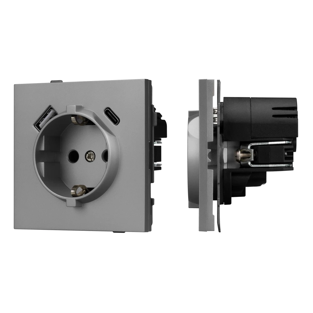 Механизм розетки с USB зарядкой SCT-TENDO-MUAC-PL-GR (230V, 16A) (Arlight, Графитовый) 054088 - Viokon.com