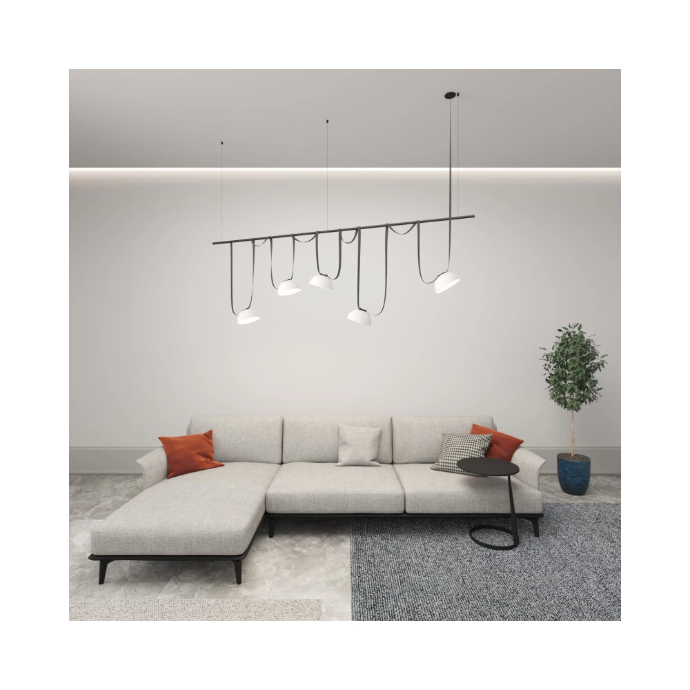 DK5561-WHBK Cветильник для трека-ремня Belty серия Flow со светодиодом D220H117мм 48V DC 24W RA90 120 3000K IP20 белый с черным алюминий - Viokon.com