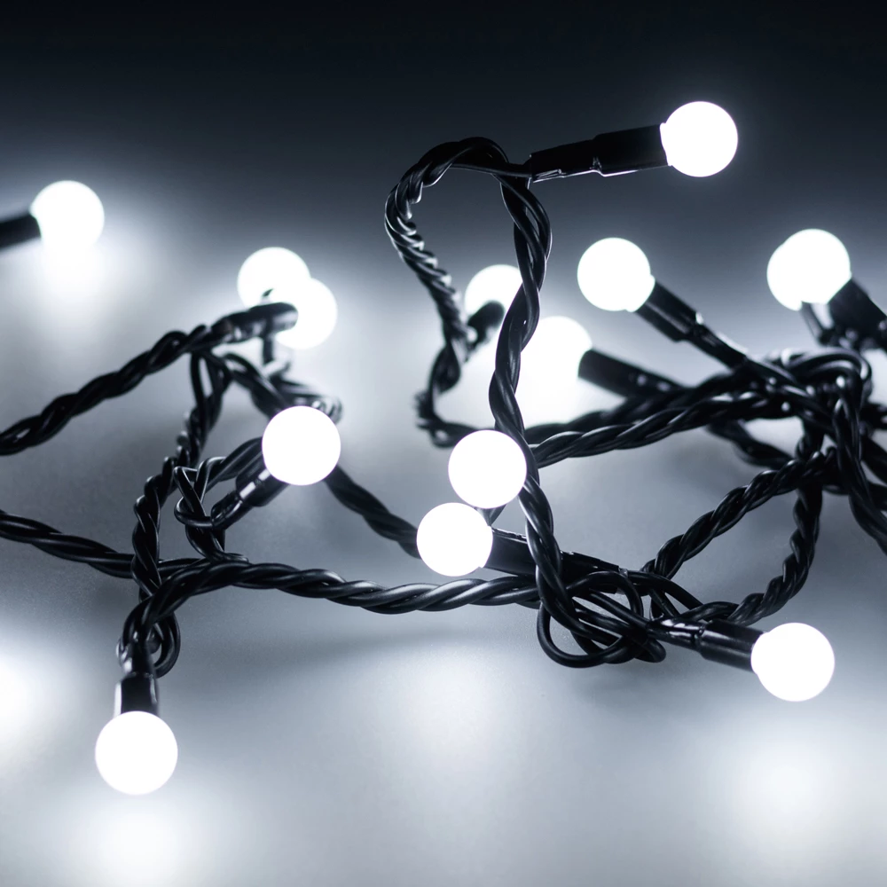 Светодиодная гирлянда ARD-BALL-CLASSIC-D13-10000-BLACK-100LED WHITE (230V, 7W) (Ardecoled, IP65) 025571 - Viokon.com