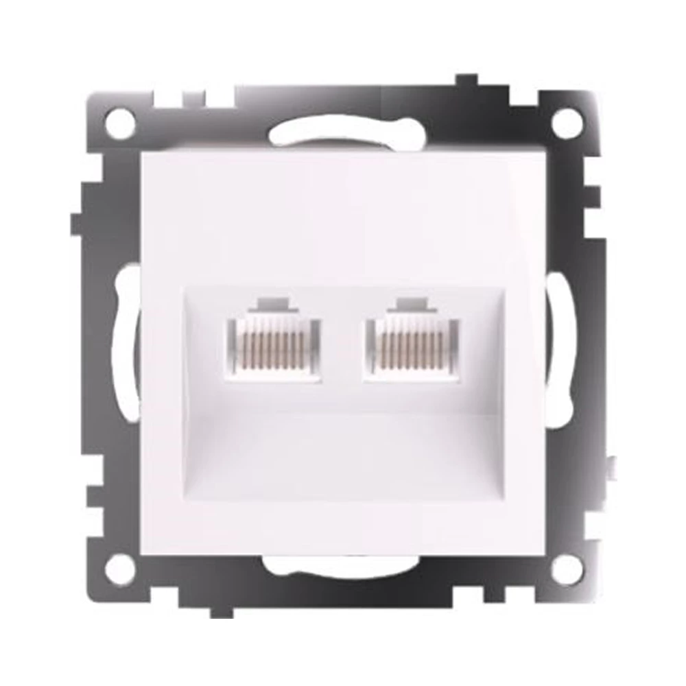 Розетка компьютерная 2-местная RJ-45 (механизм) STEKKER GLS00-7109-01 , серия Катрин, белый (50003) - Viokon.com