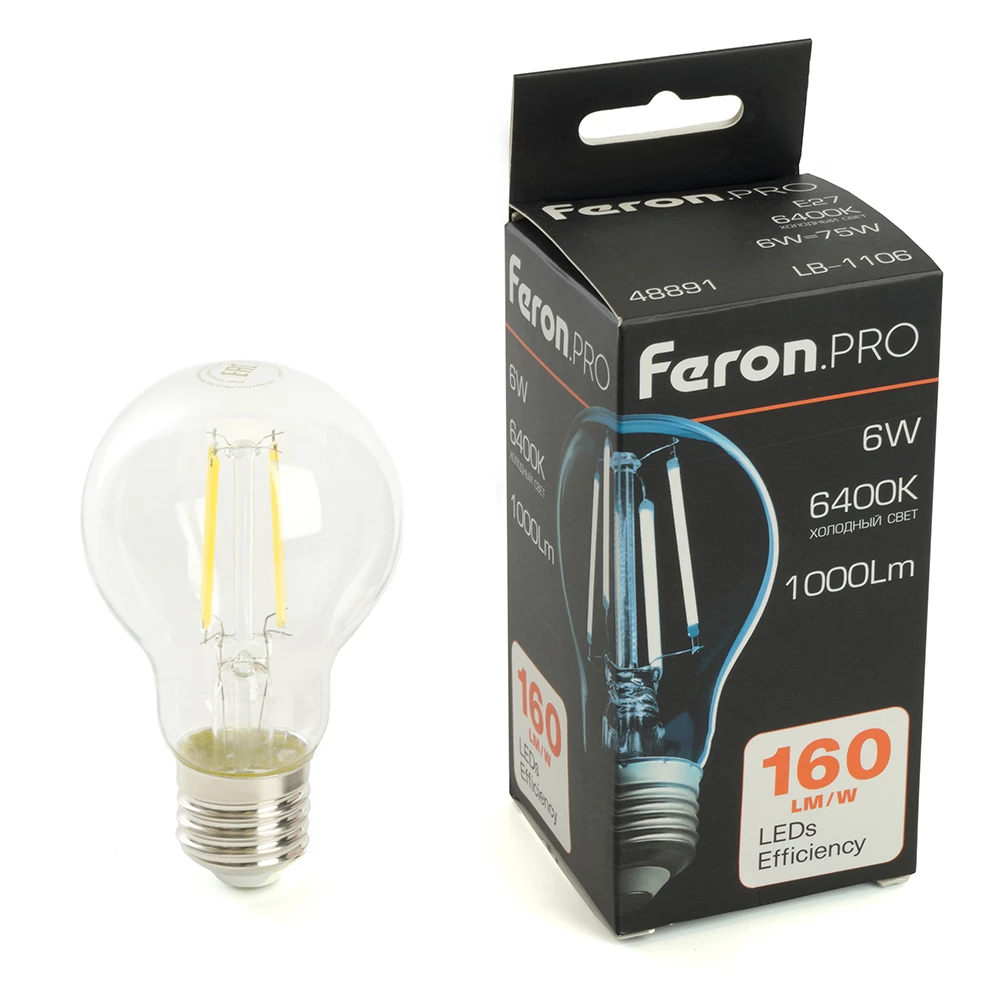 Лампа светодиодная Feron.PRO LB-1106 Шар E27 1000LM 6W 175-265V 6400K (48891) - Viokon.com