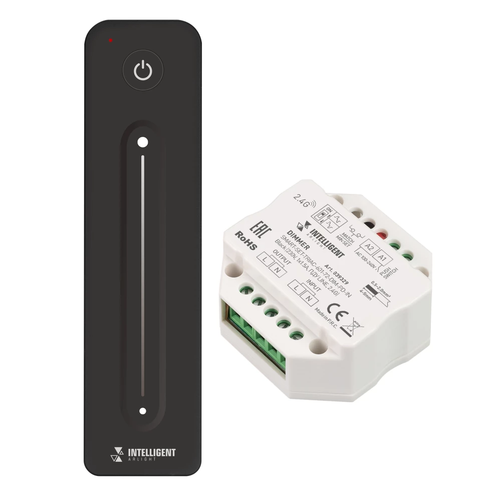 INTELLIGENT ARLIGHT Диммер SMART-SET-TRIAC-601-72-DIM-PD-IN Black (230V, 1x1.5A, ПДУ LINE, 2.4G) (IARL, IP20 Пластик, 5 лет) 039329 - Viokon.com
