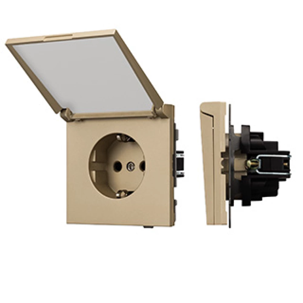 Механизм розетки влагозащищённый SCT-TENDO-MCP-SFPL-GD (230V, 16A) (Arlight, Матовый песочный) 054600 - Viokon.com