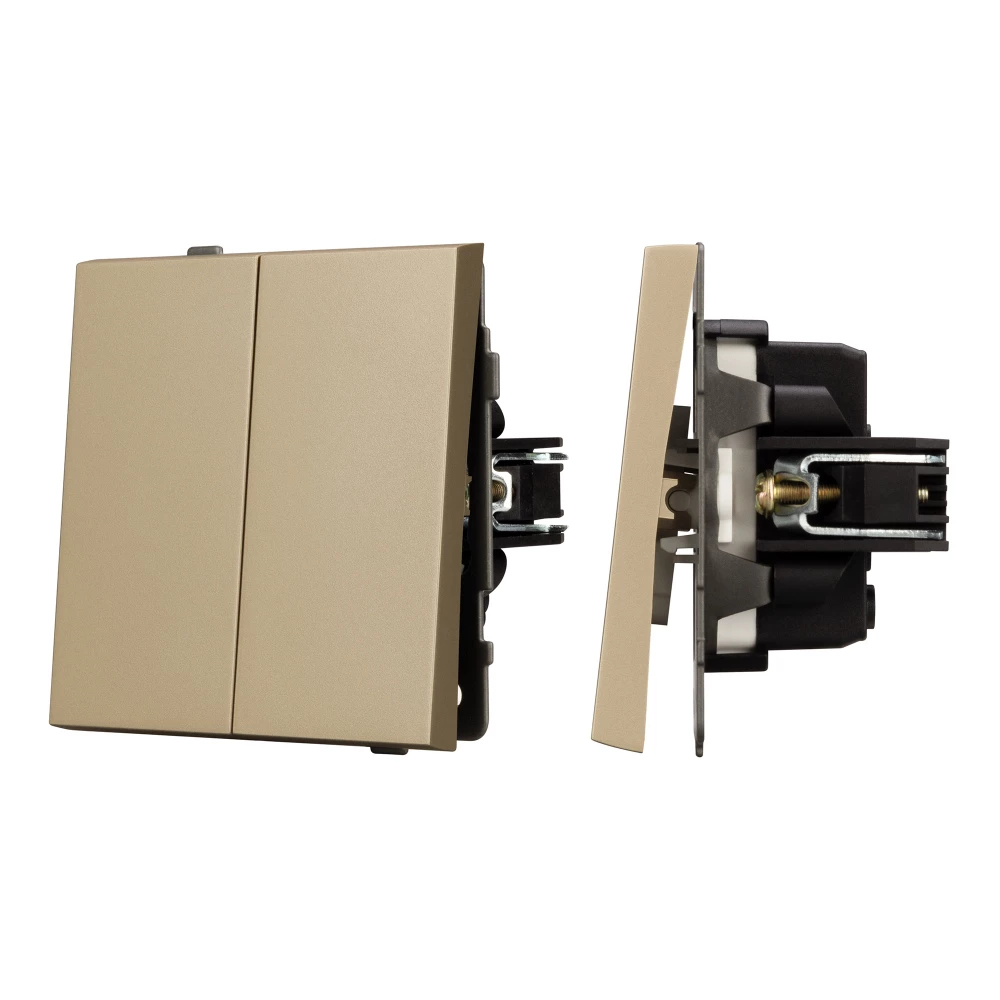 Механизм выключателя двухклавишный непроходной SWT-TENDO-MK02-SFPL-GD (230V, 10A) (Arlight, Матовый песочный) 054545 - Viokon.com