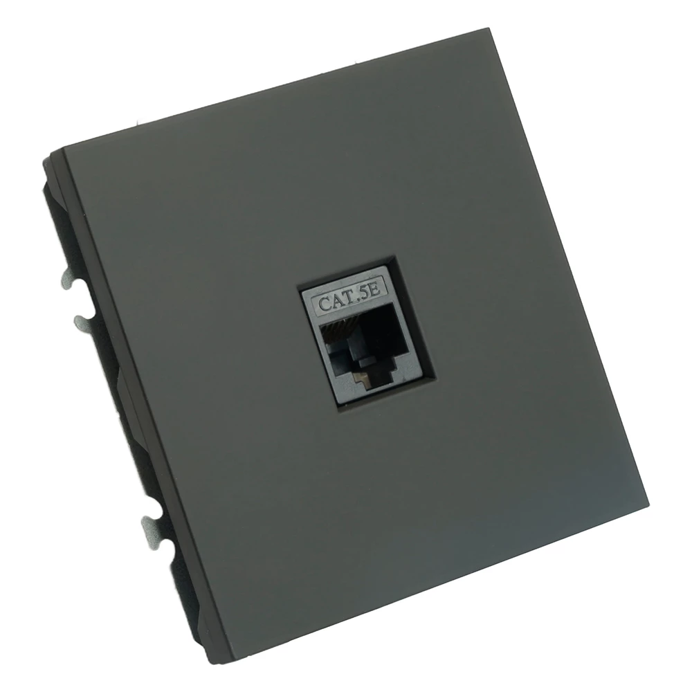 Розетка компьютерная 1-местная RJ-45 (механизм), STEKKER, серия Эмили, RST00-5117-05, черный уголь, soft touch (49847) - Viokon.com