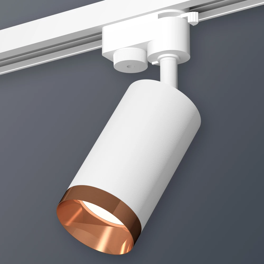 Комплект трекового однофазного светильника XT6322065 SWH/PPG белый песок/золото розовое полированное MR16 GU5.3 (A2520, C6322, N6135) - Viokon.com