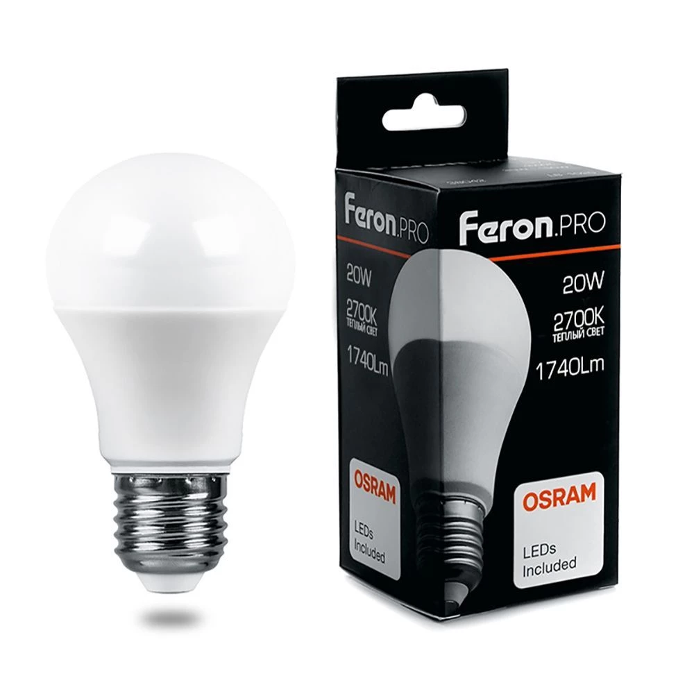 Лампа светодиодная Feron.PRO LB-1020 Шар E27 20W 175-265V 2700K (38041) - Viokon.com