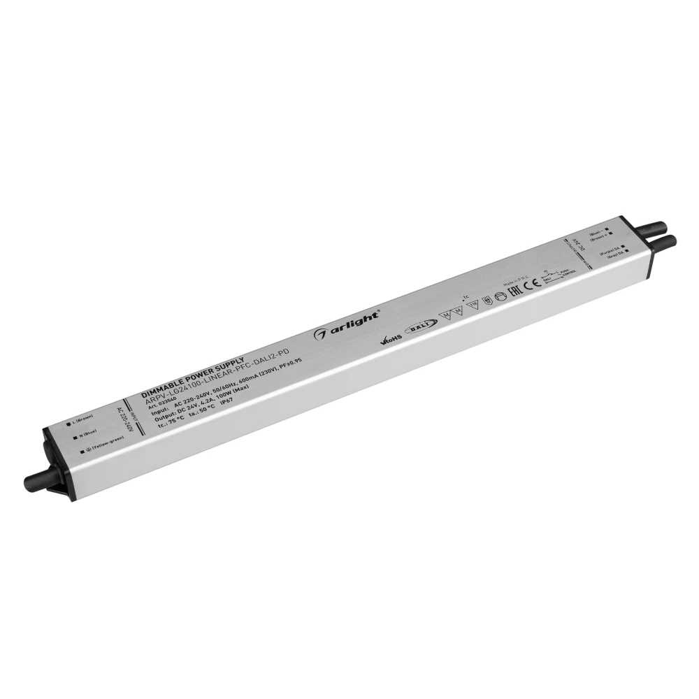 Блок питания ARPV-LG24100-LINEAR-PFC-DALI2-PD (24V, 4.2A, 100W) (Arlight, IP67 Металл, 5 лет) 033540 - Viokon.com