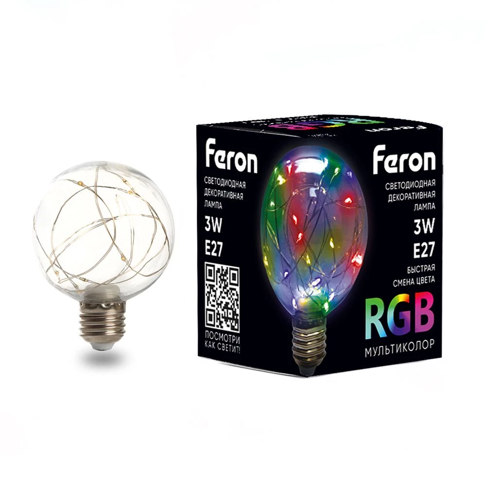 Лампа светодиодная Feron LB-381 E27 3W 230V RGB (41676) - Viokon.com