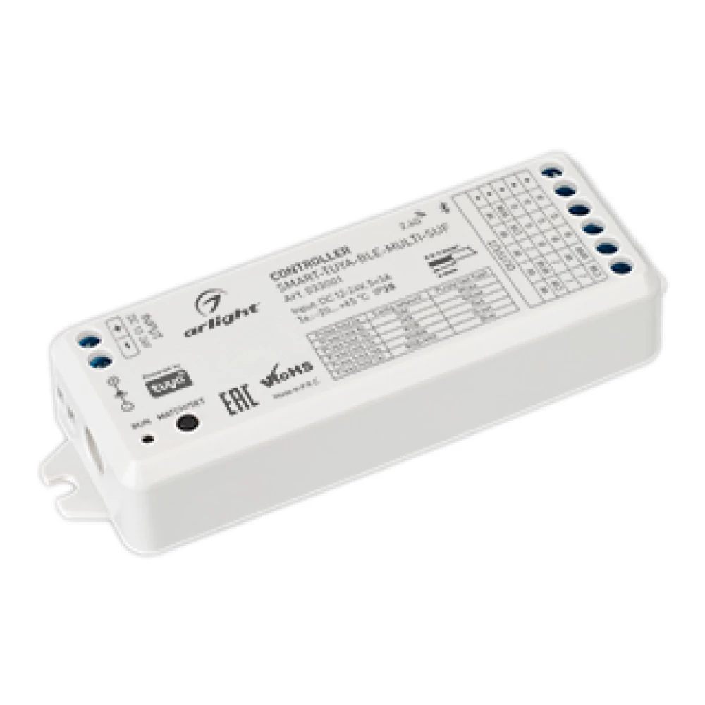 Контроллер SMART-TUYA-BLE-MULTI-SUF (12-24V, 5x3A, RGB-MIX, 2.4G) (Arlight, IP20 Пластик, 5 лет) 033001 - Viokon.com