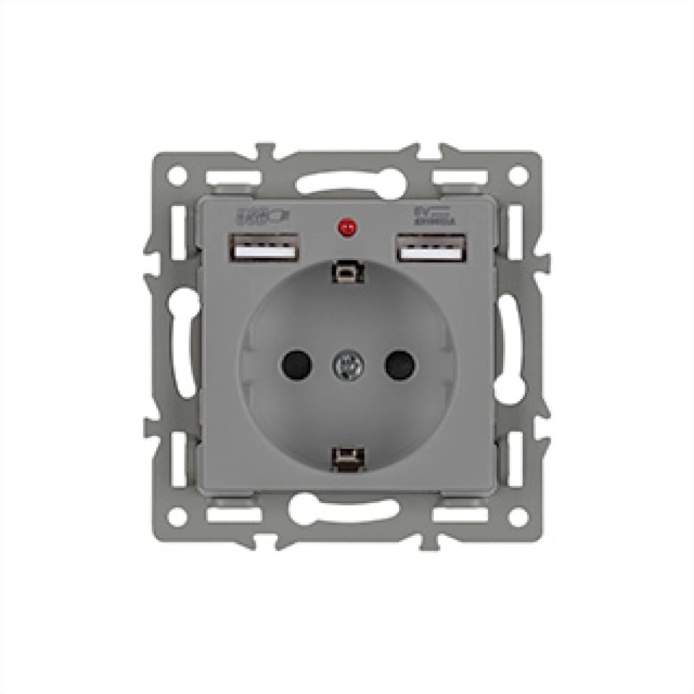 Механизм розетки с USB зарядкой SCT-MUAA-PL-GR (250V, 16A) (Arlight, -) 043735 - Viokon.com