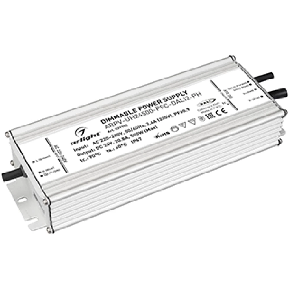 Блок питания ARPV-UH24500-PFC-DALI2-PH (24V, 20.8A, 500W) (Arlight, IP67 Металл, 7 лет) 039955 - Viokon.com