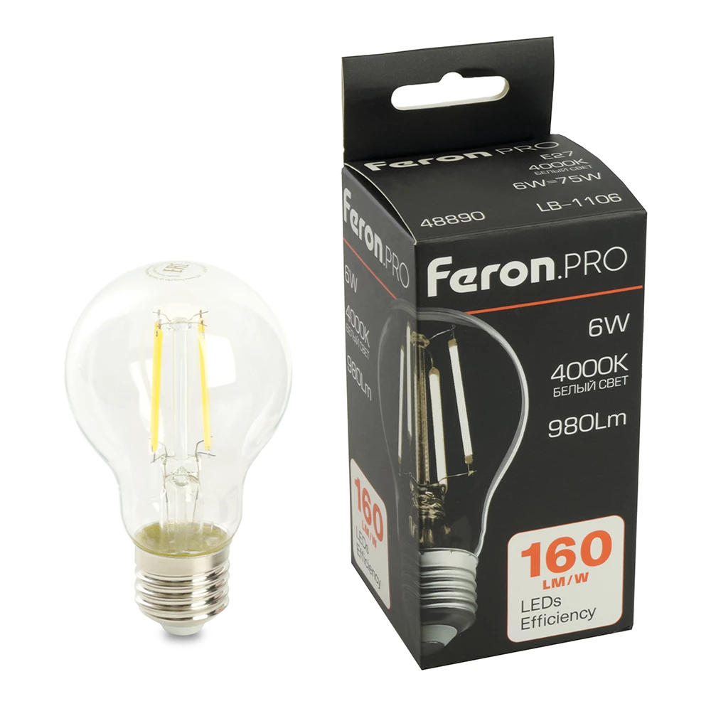 Лампа светодиодная Feron.PRO LB-1106 Шар E27 980LM 6W 175-265V 4000K (48890) - Viokon.com