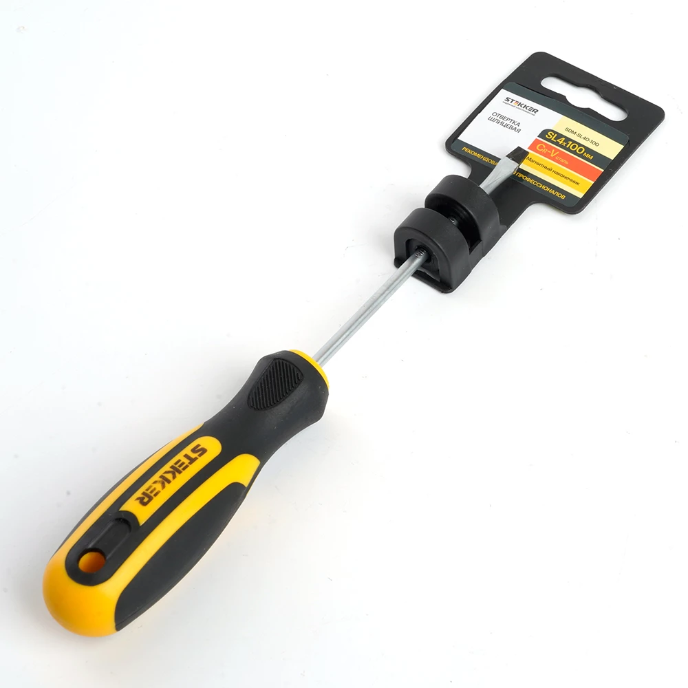 Отвертка шлицевая STEKKER SL 4.0 х 100 мм Cr-V, SDM-SL40-100 (39772) - Viokon.com
