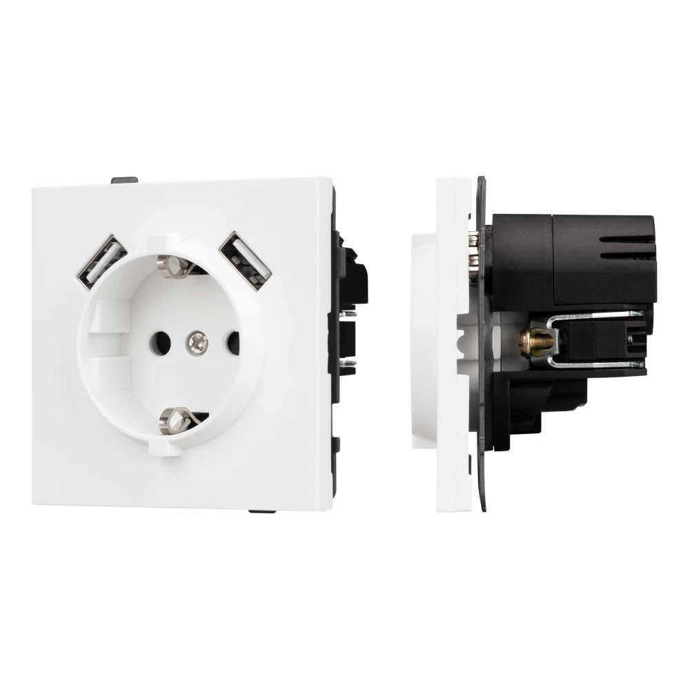 Механизм розетки с USB зарядкой SCT-TENDO-MUAA-PL-WH (230V, 16A) (Arlight, Белый) 054082 - Viokon.com