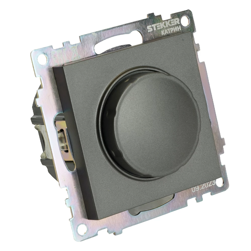 Выключатель диммирующий TRIAC (механизм) 250В, 500W, серия Катрин, графит, GLS10-7106-06 (49413) - Viokon.com