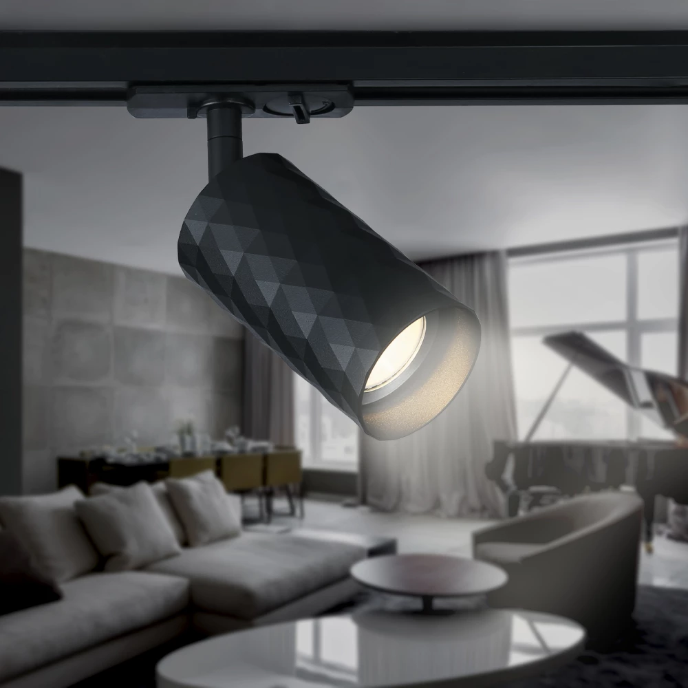 Трековый светильник со сменной лампой GU10 GL5133 BK черный GU10 max 12W - Viokon.com