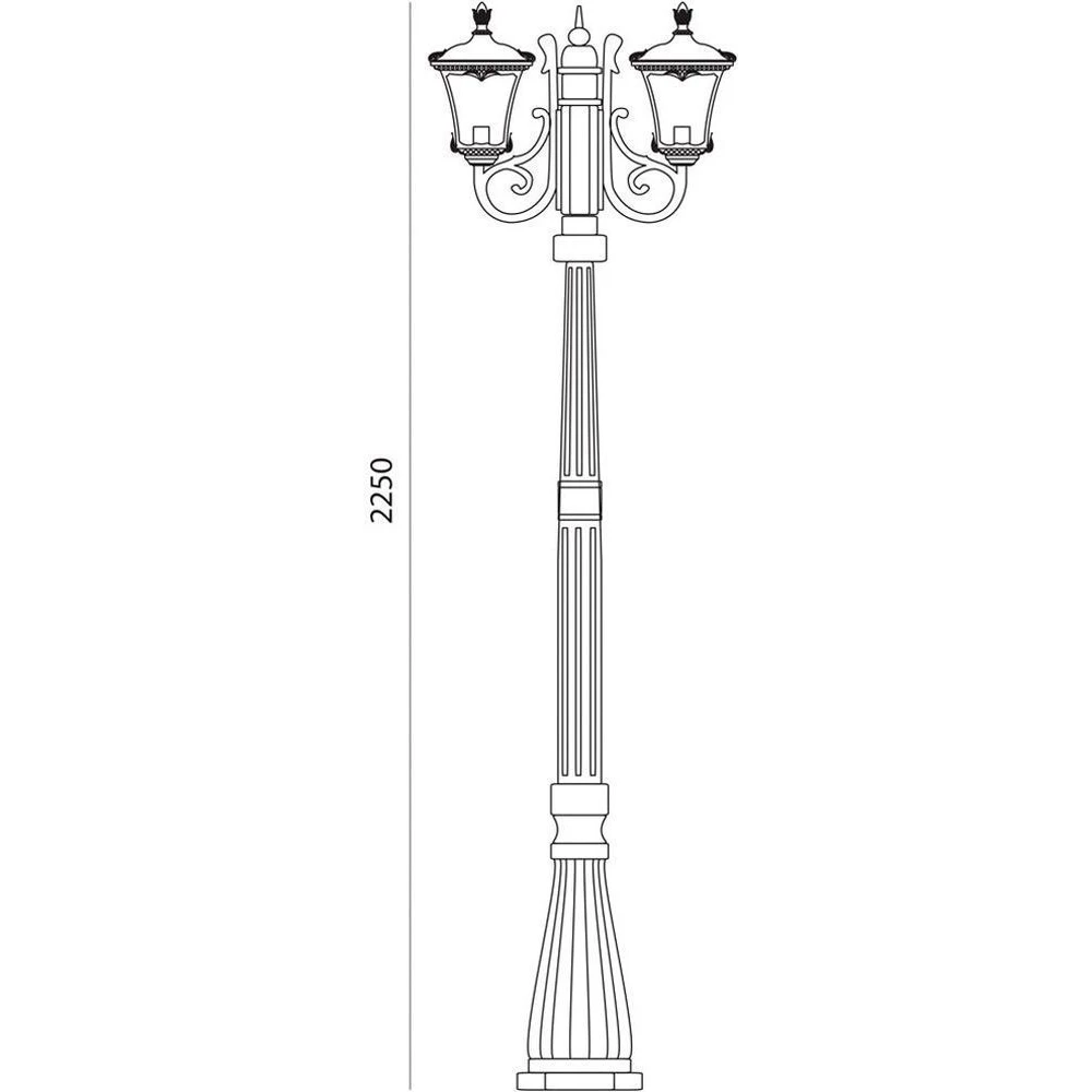 Светильник садово-парковый Feron 70032M столб четырехгранный 2*100W E27 230V, черное золото (11259) - Viokon.com