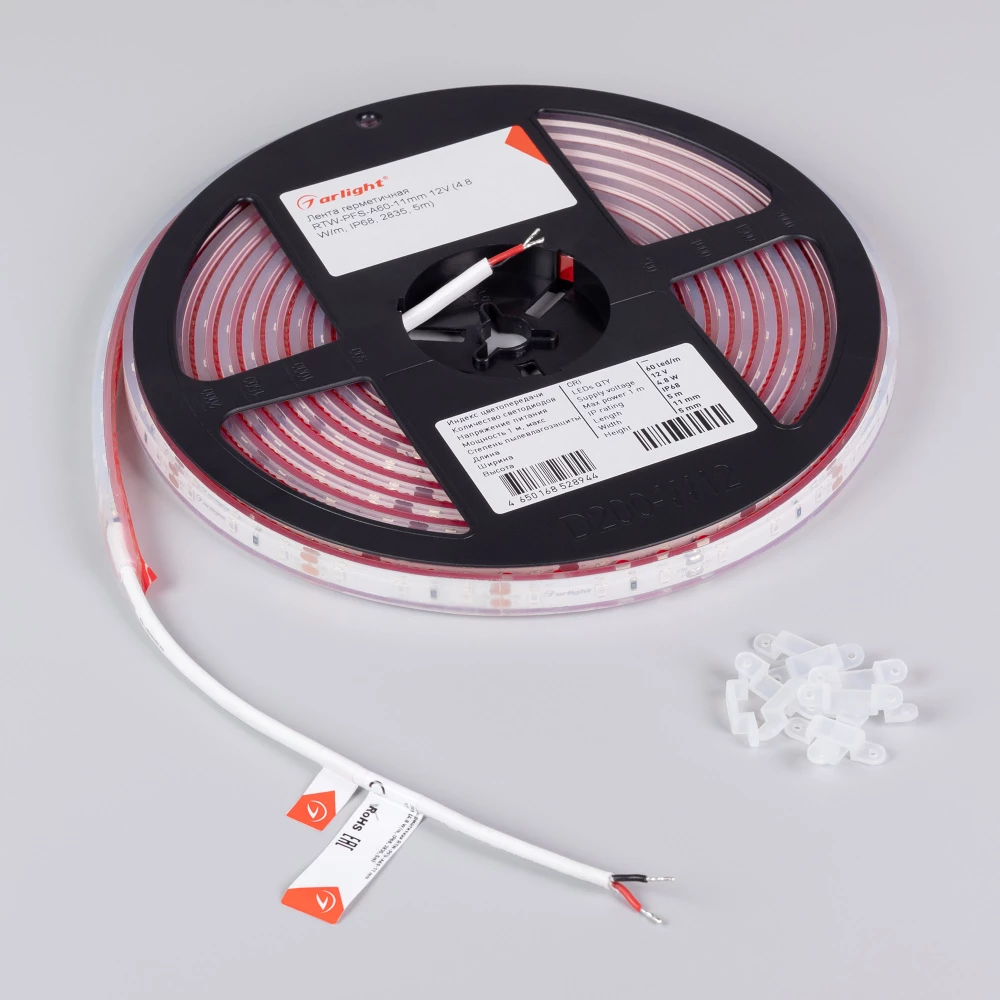 Лента герметичная RTW-PFS-A60-11mm 12V Red (4.8 W/m, IP68, 2835, 5m) (Arlight, -) 036055 - Viokon.com