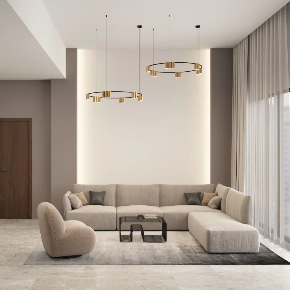 DK4067-BKSG Подвесной светильник ORBIT IP20 15xGU10 LED до 15 Вт черный  сатинированное золото алюминий - Viokon.com