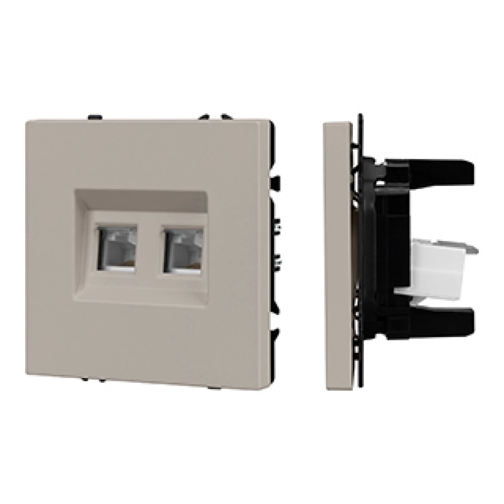 Механизм сдвоенной компьютерной розетки SCT-NOBE-MPC2-SFPL-CA (RJ-45, CAT6) (Arlight, Кашемир) 059450 - Viokon.com