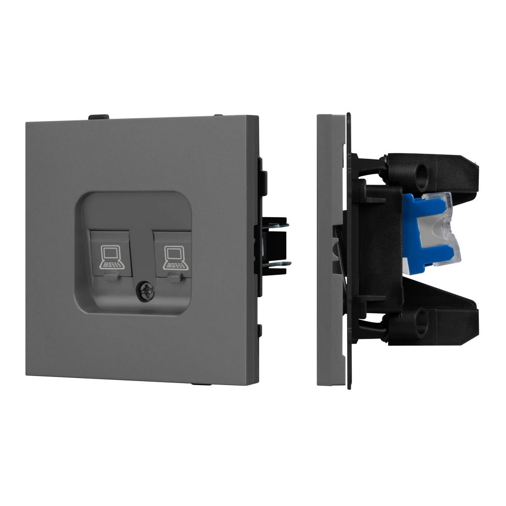 Механизм компьютерной розетки двойной SCT-TENDO-MPC2-SFPL-GR (RJ-45, CAT6) (Arlight, Матовый графитовый) 054597 - Viokon.com