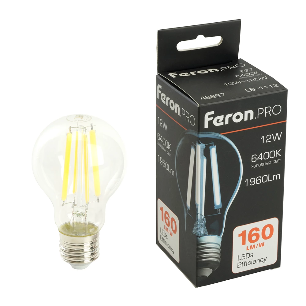 Лампа светодиодная Feron.PRO LB-1112 Шар E27 1960LM 12W 175-265V 6400K (48897) - Viokon.com
