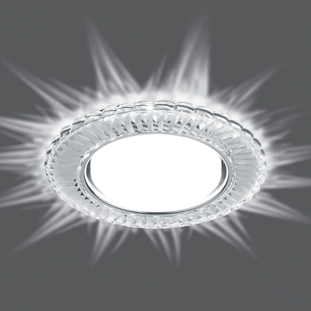 Светильник встраиваемый с белой LED подсветкой Feron CD4044 потолочный GX53 без лампы, прозрачный, хром (41306) - Viokon.com